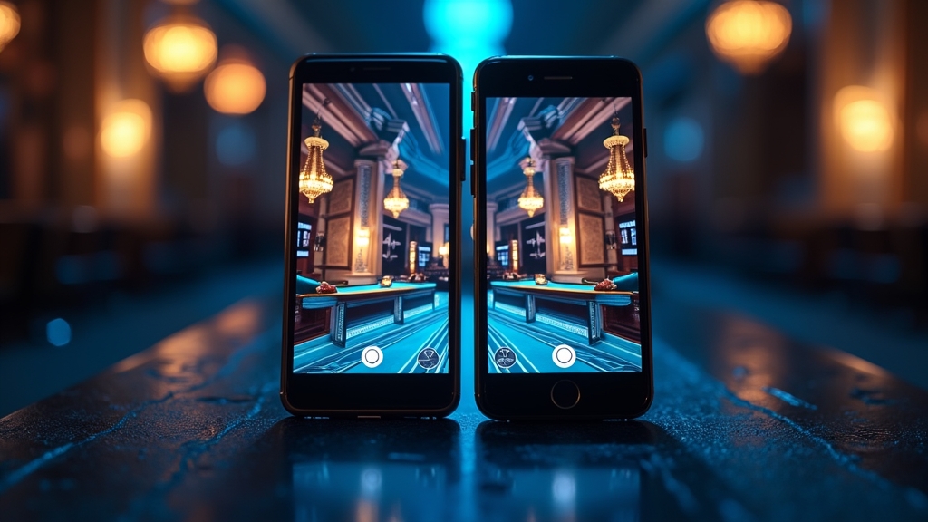 Android phone and iPhone showing a casino lobby side by side