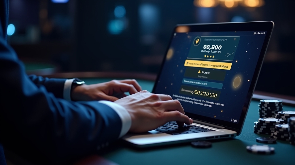 Casino player completing deposit steps on a glowing payment screen